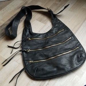 Black leather shoulder bag